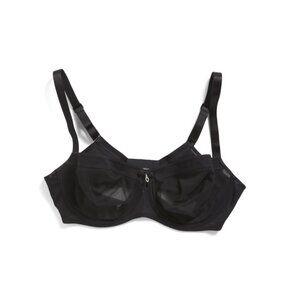 CURVY COUTURE Black Full Figure Sheer Mesh Unlined Balconette Bra
